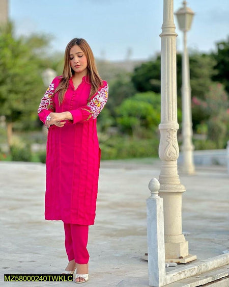 2 PC's Women Stiched Linen Embroidered Suit